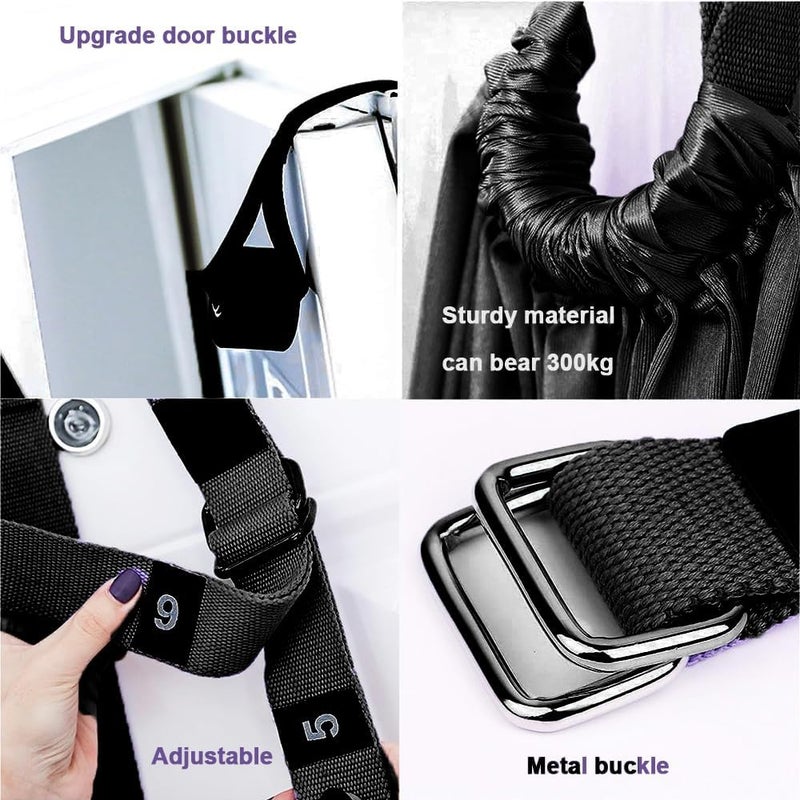 Elfzone أرجوحة اليوغا - حزام اليوغا، حبل تدريب الانحناء الخلفي مع مثبت الباب، معدات تدريب المرونة، حزام تمديد للمساعدة في اللياقة البدنية، الجمباز، الرقص، اليوغا الهوائية، الباليه - Image 3